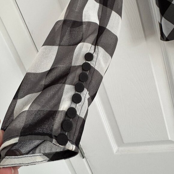 Self-Portrait Gingham Blouse in Black/White, size 10 (fits 8/10) - Picture 7 of 9